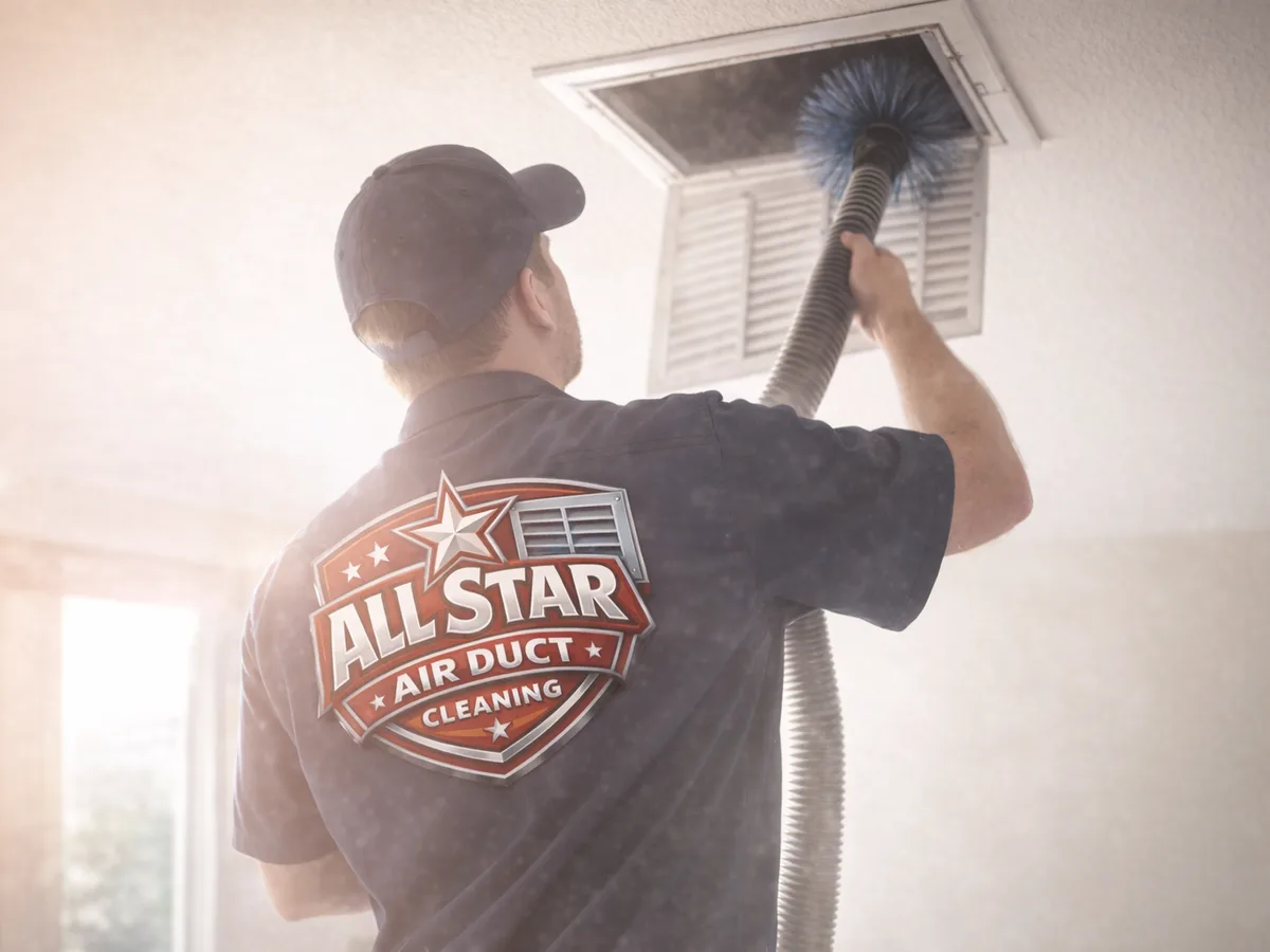 air duct cleaning technician on the job in La Mesa, CA